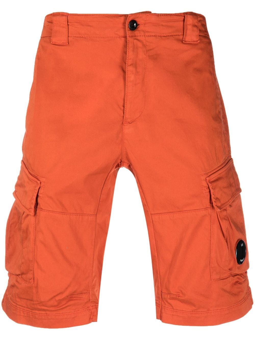 C.p. Company Lens-detail Garment-dyed Cargo Shorts In Orange