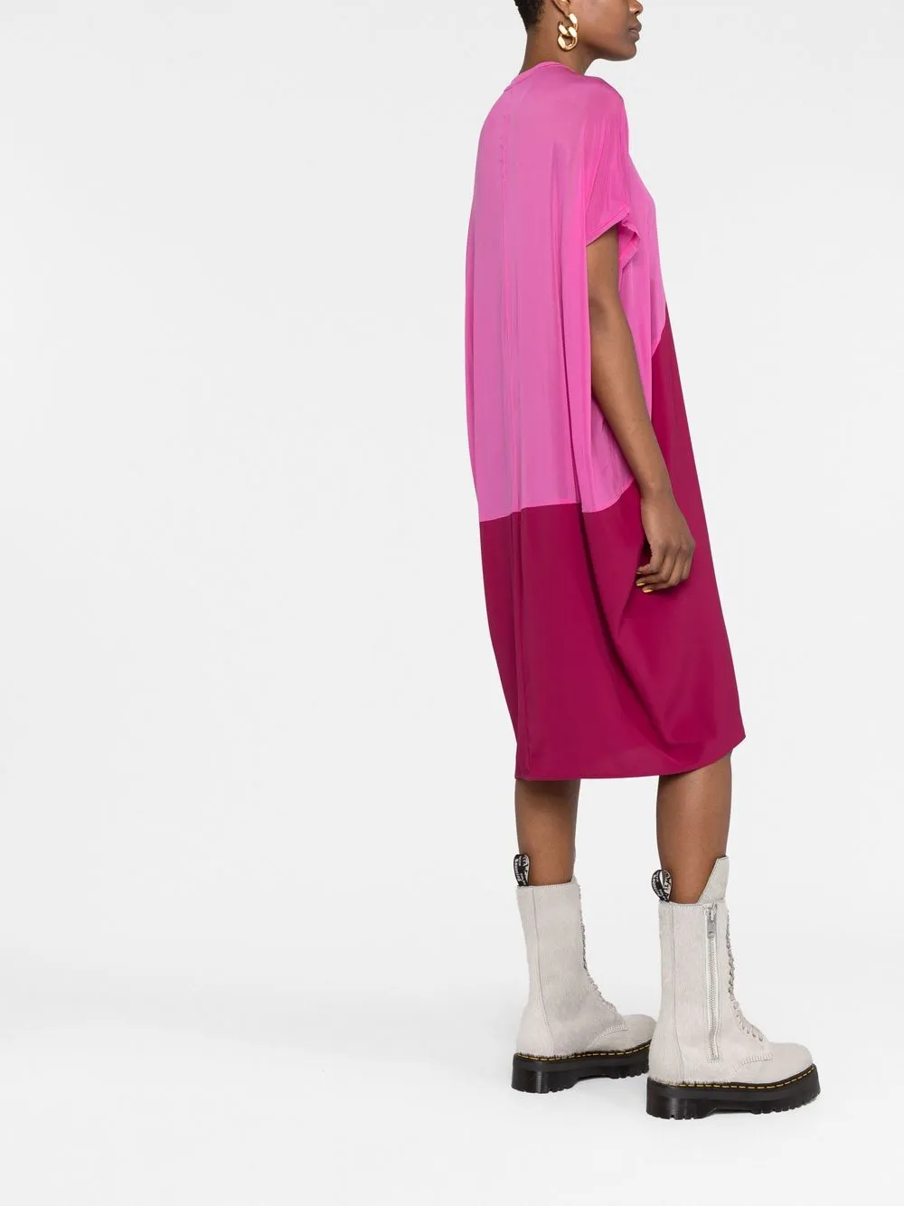 Shop Rick Owens Tommykite Two-tone T-shirt Dress In Rosa