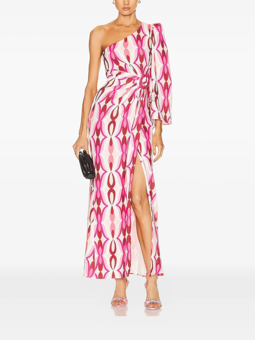 Patbo One-shoulder Patterned Maxi Dress In Pink