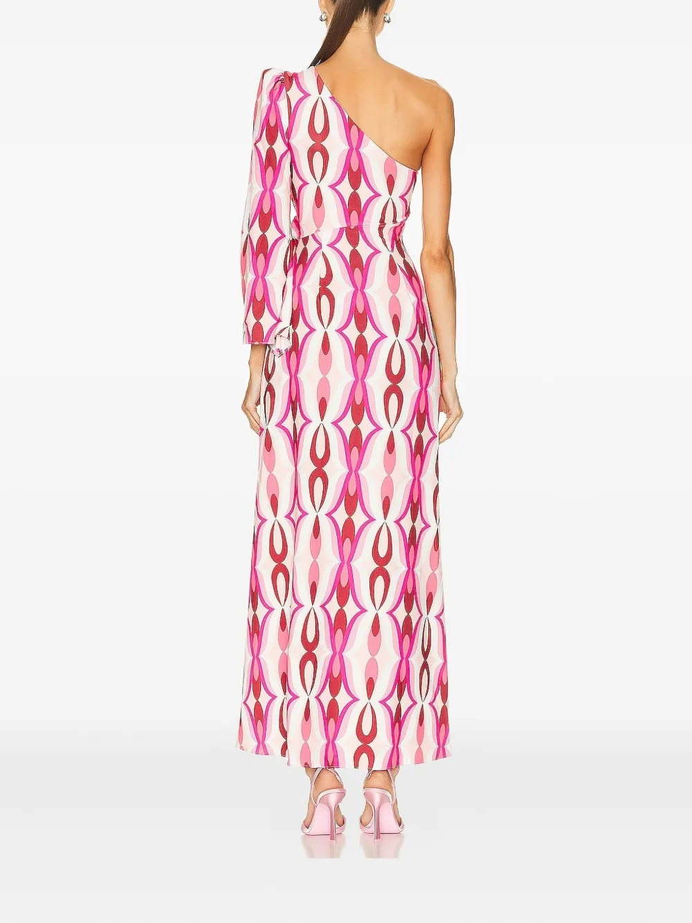 Patbo One-shoulder Patterned Maxi Dress In Pink