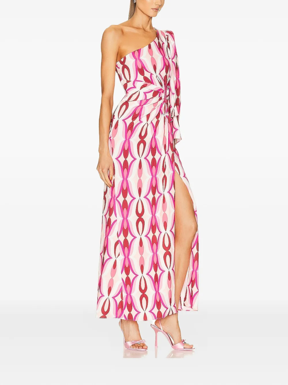 Patbo One-shoulder Patterned Maxi Dress In Pink
