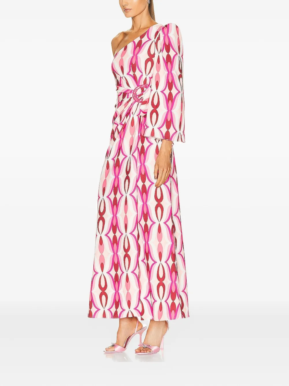 PatBO one-shoulder patterned maxi dress - Roze