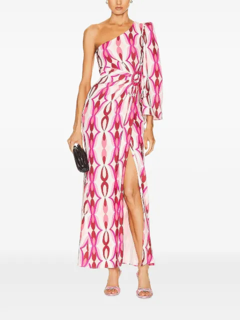 PatBO one-shoulder patterned maxi dress
