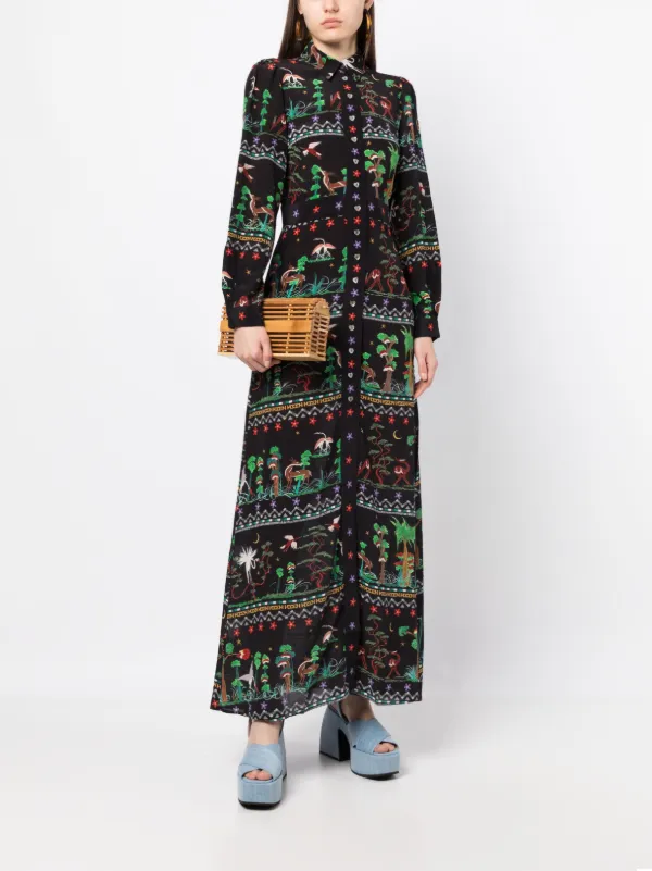 knee length dresses for ladies Silk Maxi Shirt Dress Niue Night Sky / S main image 0