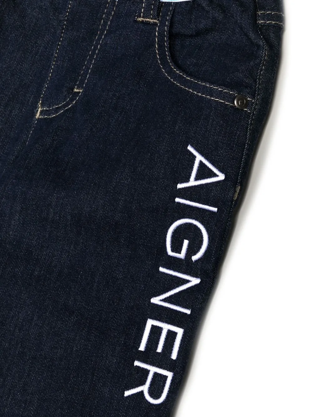 AIGNER EMBROIDERED-LOGO DENIM SHORTS