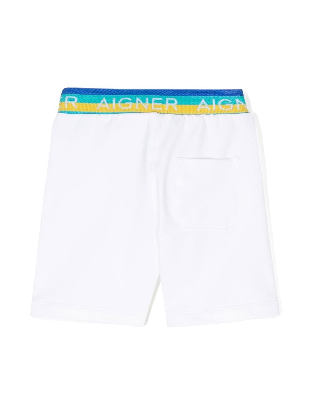 Shop Aigner Logo-patch Cotton Track Shorts In White