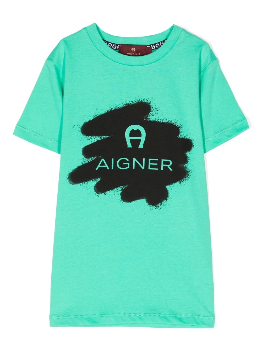 Aigner Kids' Logo印花棉t恤 In Green