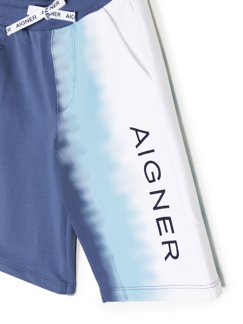 Shop Aigner Tie-dye Embroidered-logo Shorts In Blue