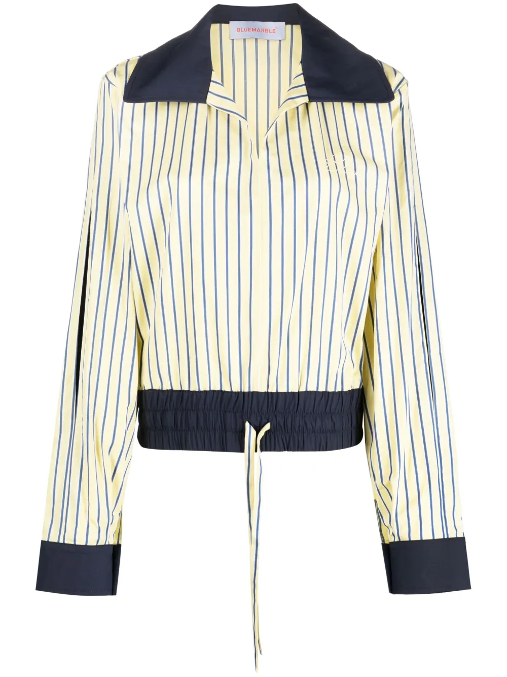 Bluemarble Striped Drawstring-waist Shirt In Yellow