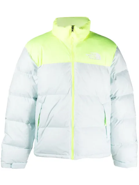 The North Face two-tone logo-print puffer jacket