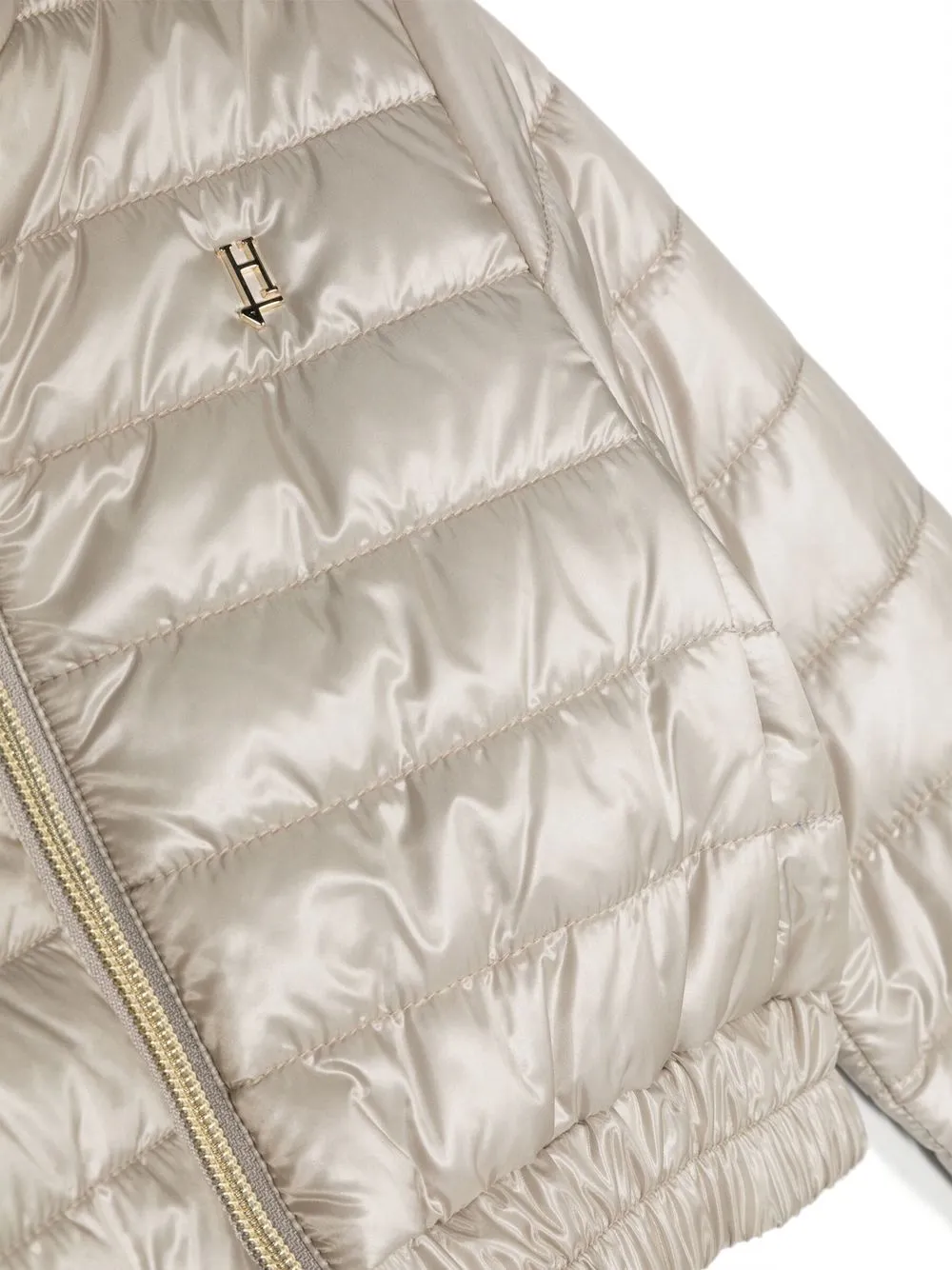 Herno Metallic Cropped Padded Jacket In Neutrals