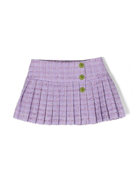 Versace Kids تنورة بكسرات وزينة رأس ميدوسا 
