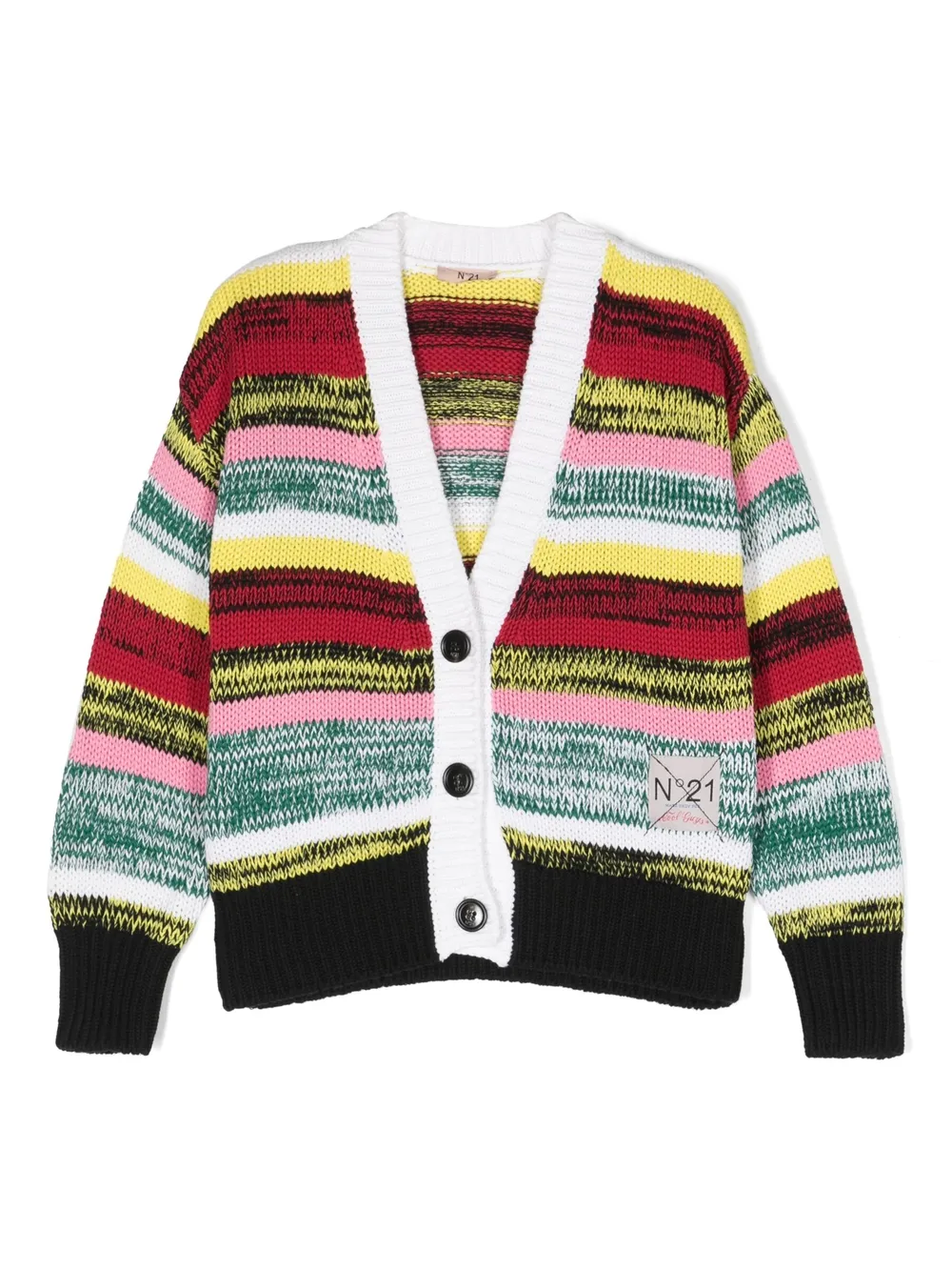 Nº21 Kids Melierter Cardigan mit V-Ausschnitt | Weiß | Image 1