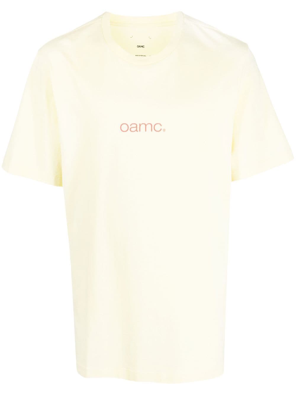 Oamc Logo-print Cotton T-shirt In Gelb