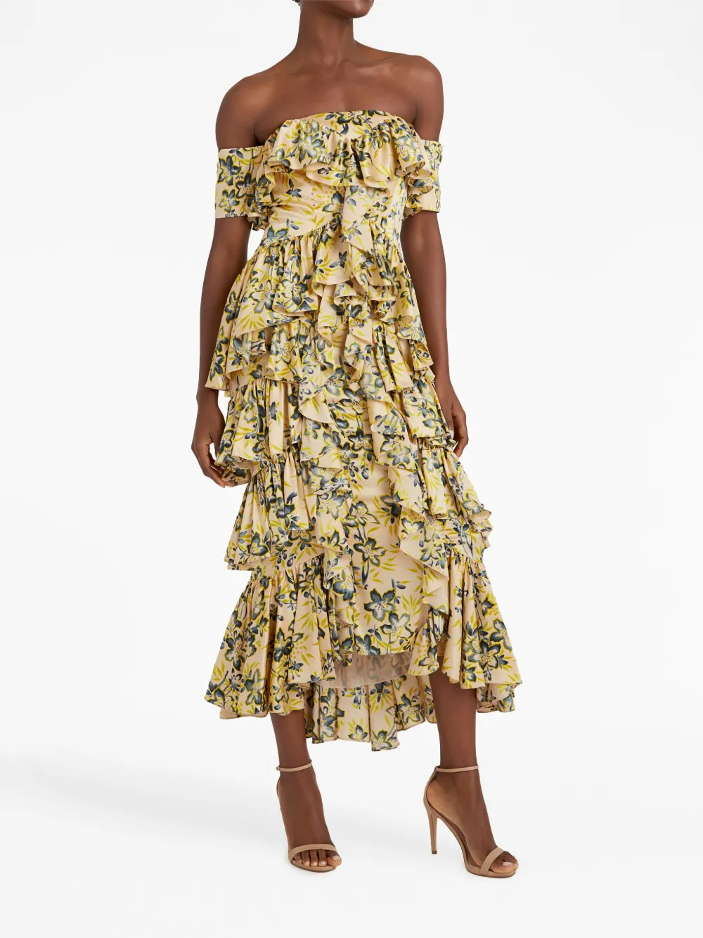 Cinq A Sept Midi-jurk met ruche - Beige