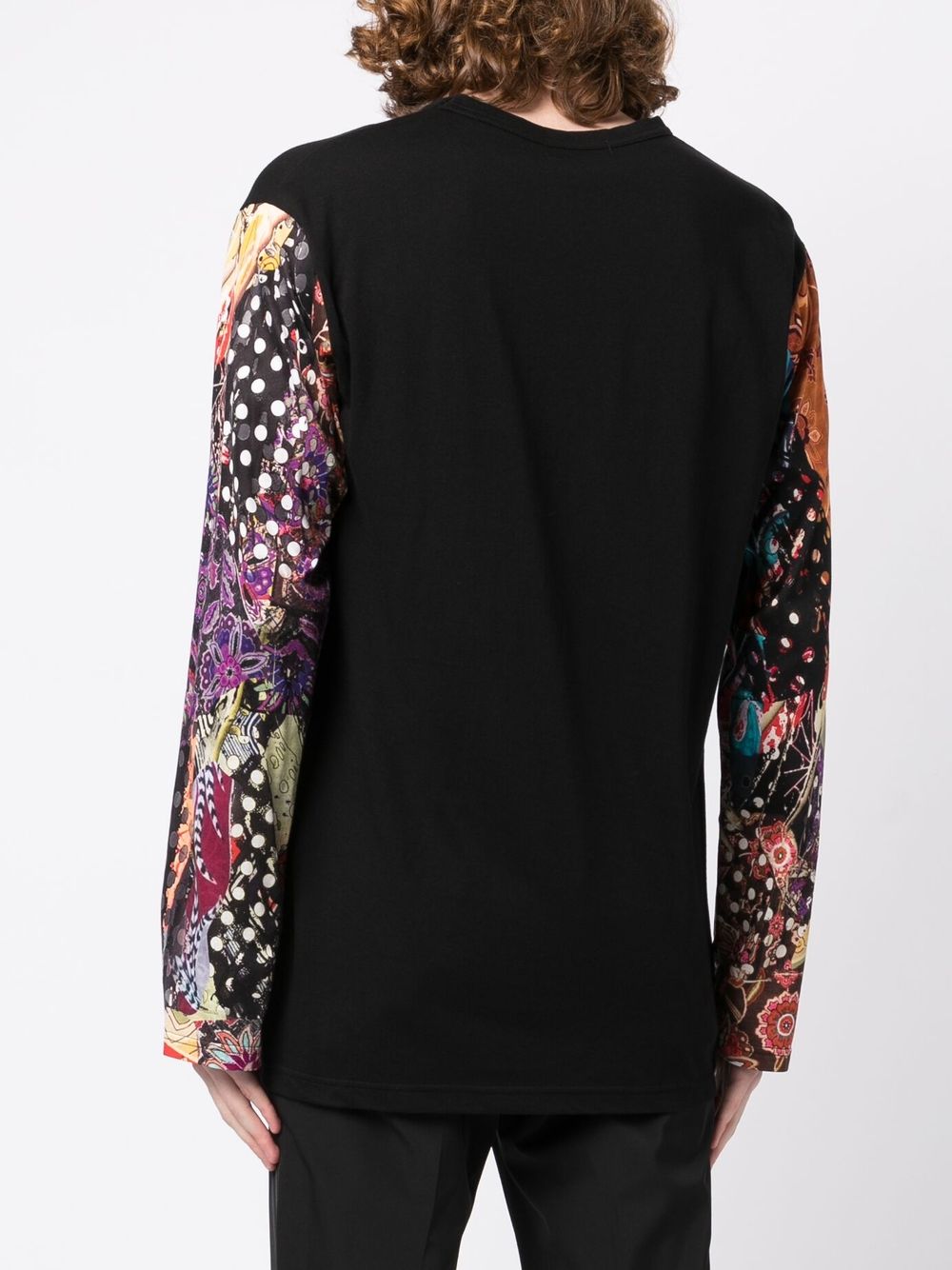 Shop Yohji Yamamoto Patchwork-design Long-sleeve T-shirt In Black