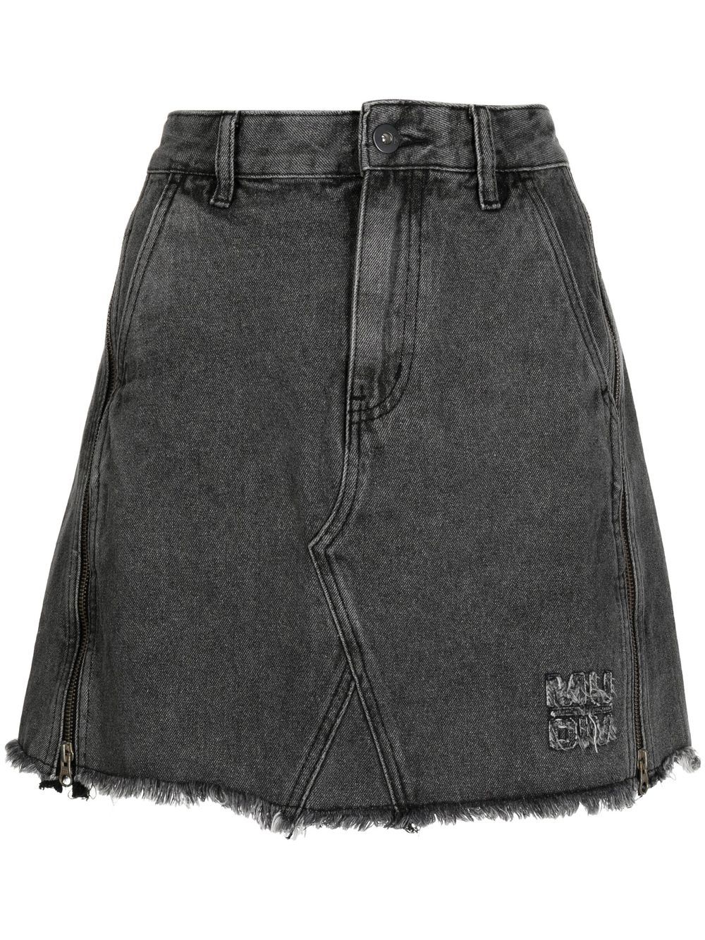 Musium Div. Fringed Mini Denim Skirt In Grau