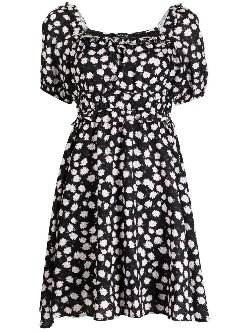 Tout A Coup Floral-print Ruffled Dress In Schwarz