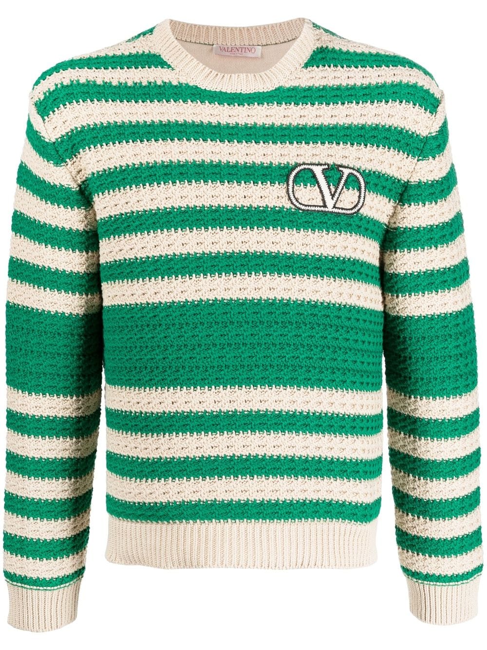 afstemning Bevidst Prøv det Valentino Logo Crochet Stripe Sweatshirt In Verde Beige | ModeSens