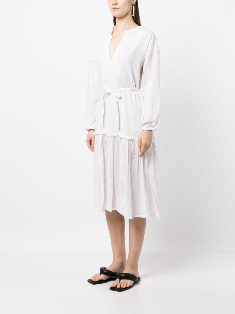 Shop Lemlem Abira Poet Shirt Dress In Weiss