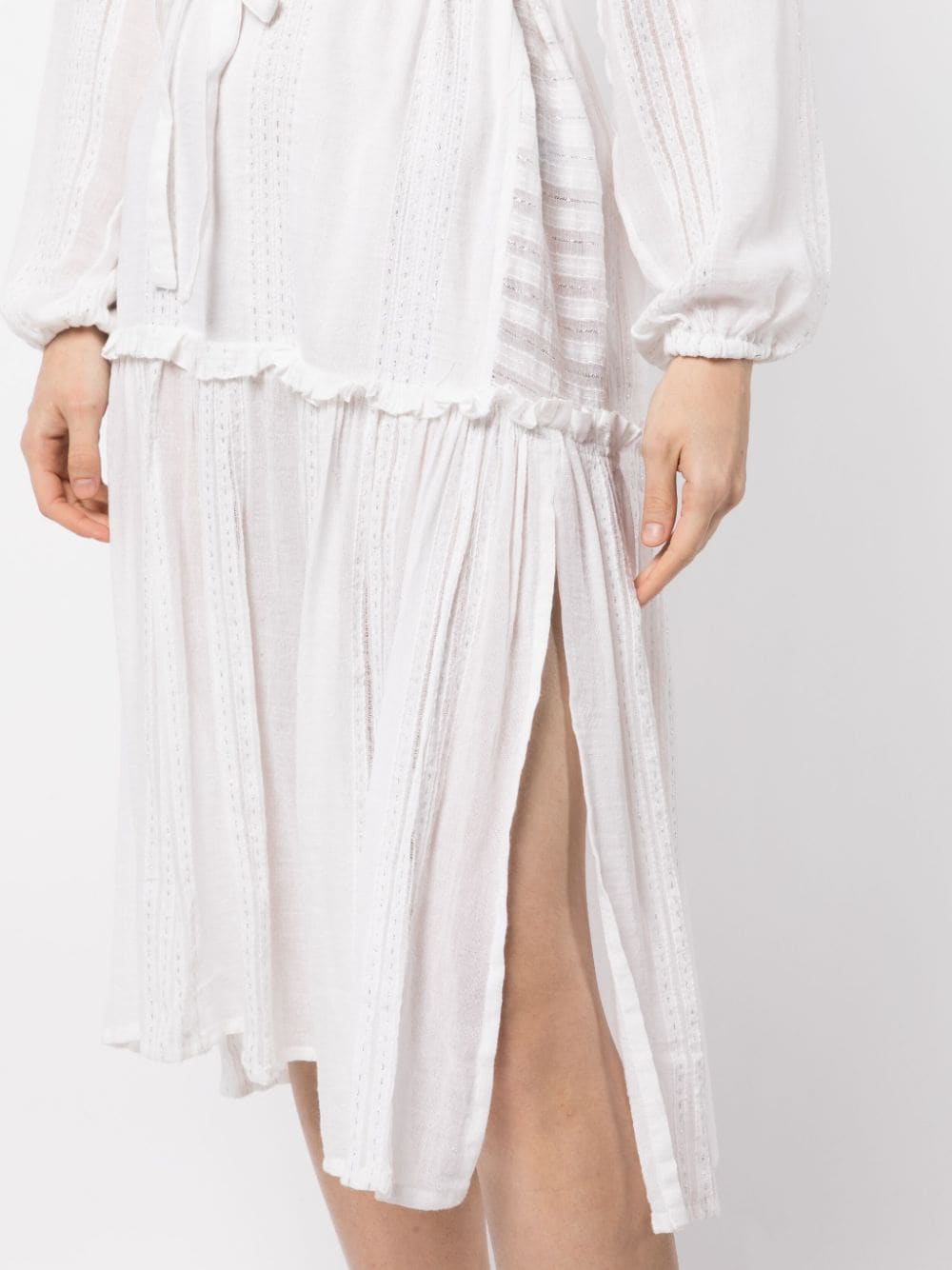 Shop Lemlem Abira Poet Shirt Dress In Weiss