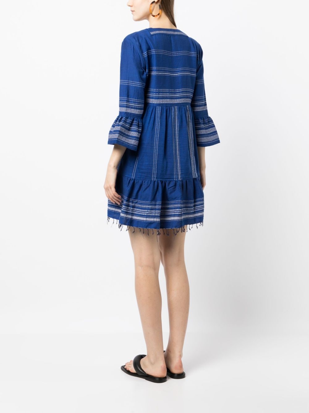 Shop Lemlem Frayed-hem Cotton Dress In Blue