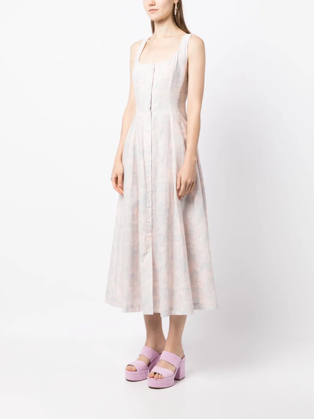 Philosophy Di Lorenzo Serafini Abstract-print Fluted Dress In Pink