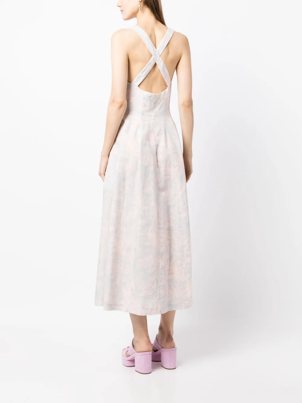 Philosophy Di Lorenzo Serafini Abstract-print Fluted Dress In Pink