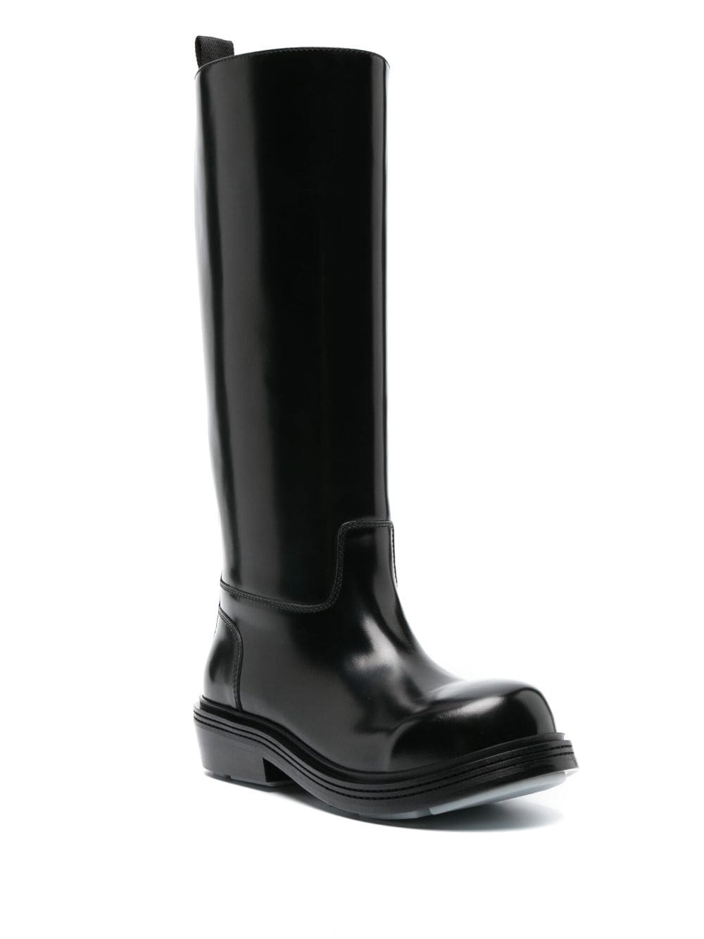 Shop Bottega Veneta Patent-leather Knee-high Boots In Black