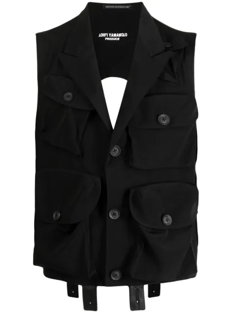 Yohji Yamamoto 피크드 라펠 민소매 베스트