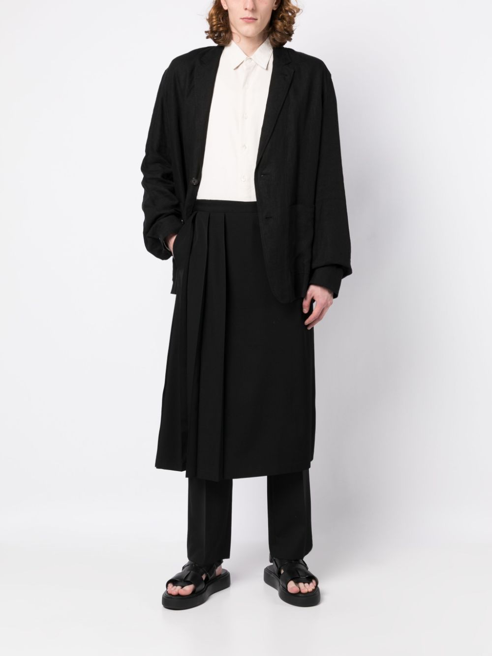 Yohji Yamamoto Broek met geplooide rok - Zwart