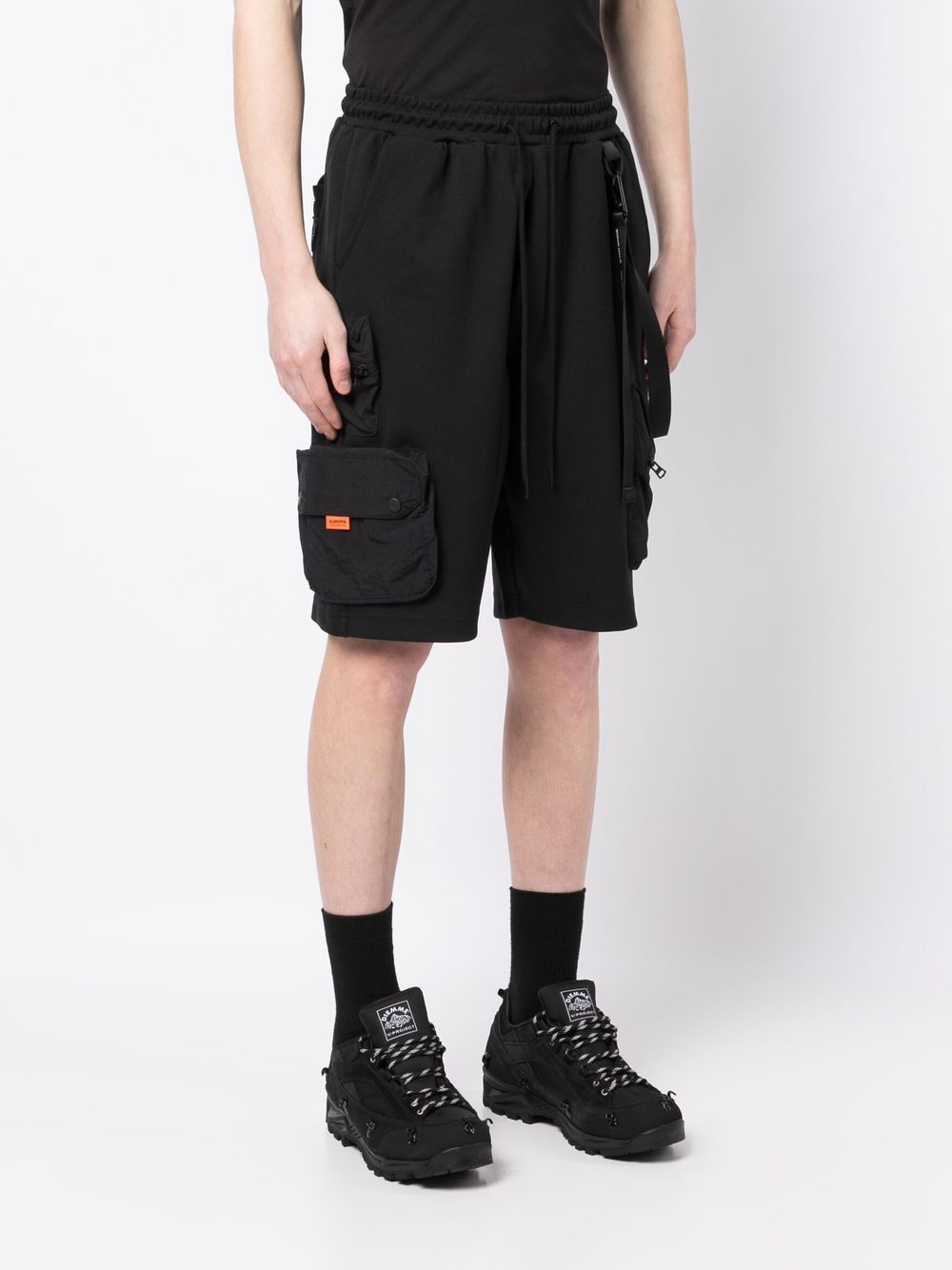 Shop Musium Div. Elasticated-waistband Cargo Shorts In Black