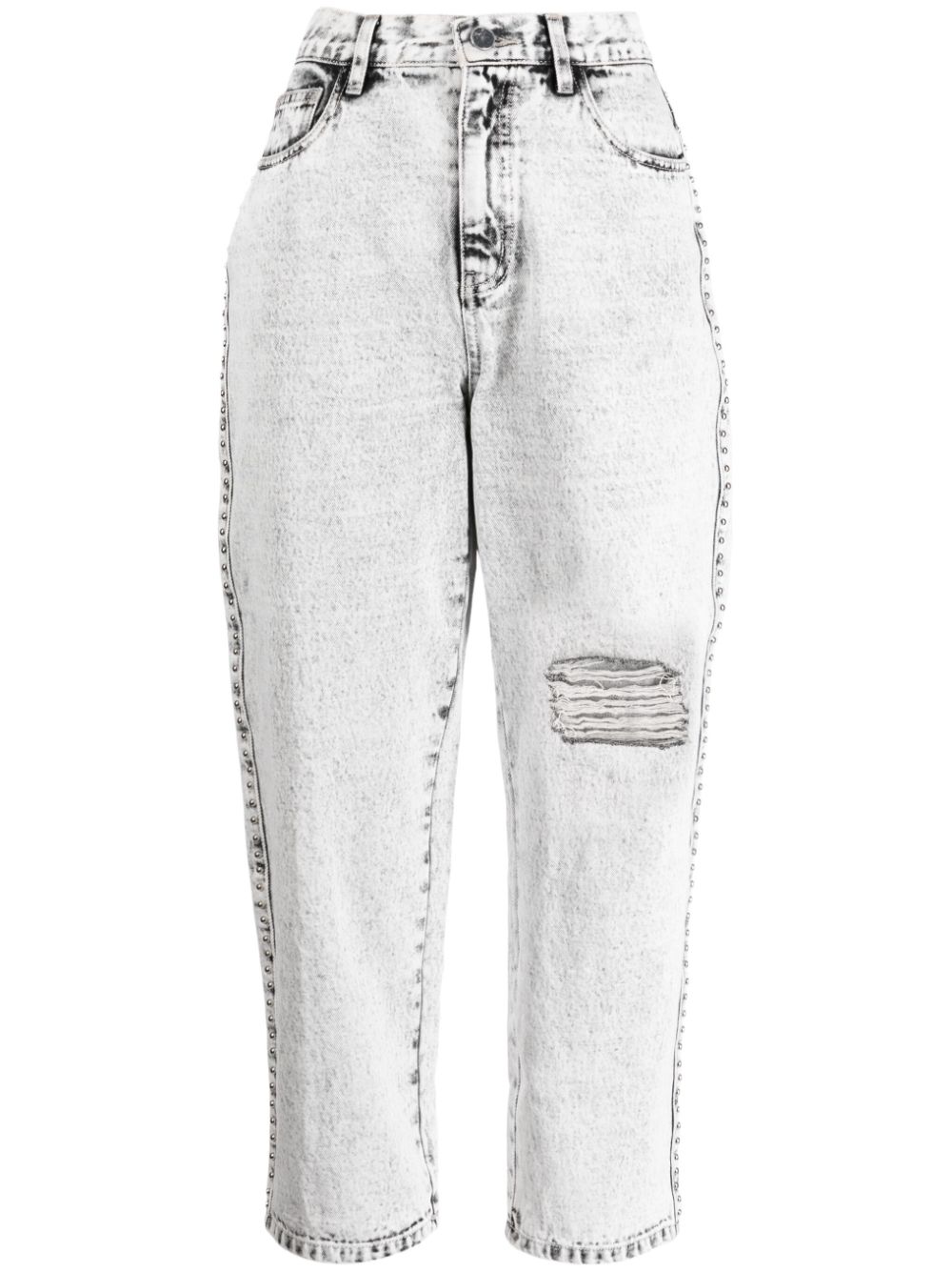 Tout A Coup Distressed-effect Cropped Jeans In Grau
