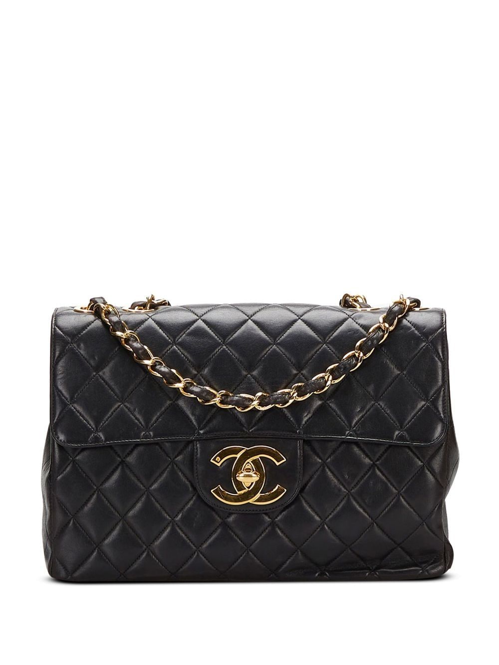 Pre-owned Chanel 1996-1997 Large Classic Flap Shoulder Bag In Black