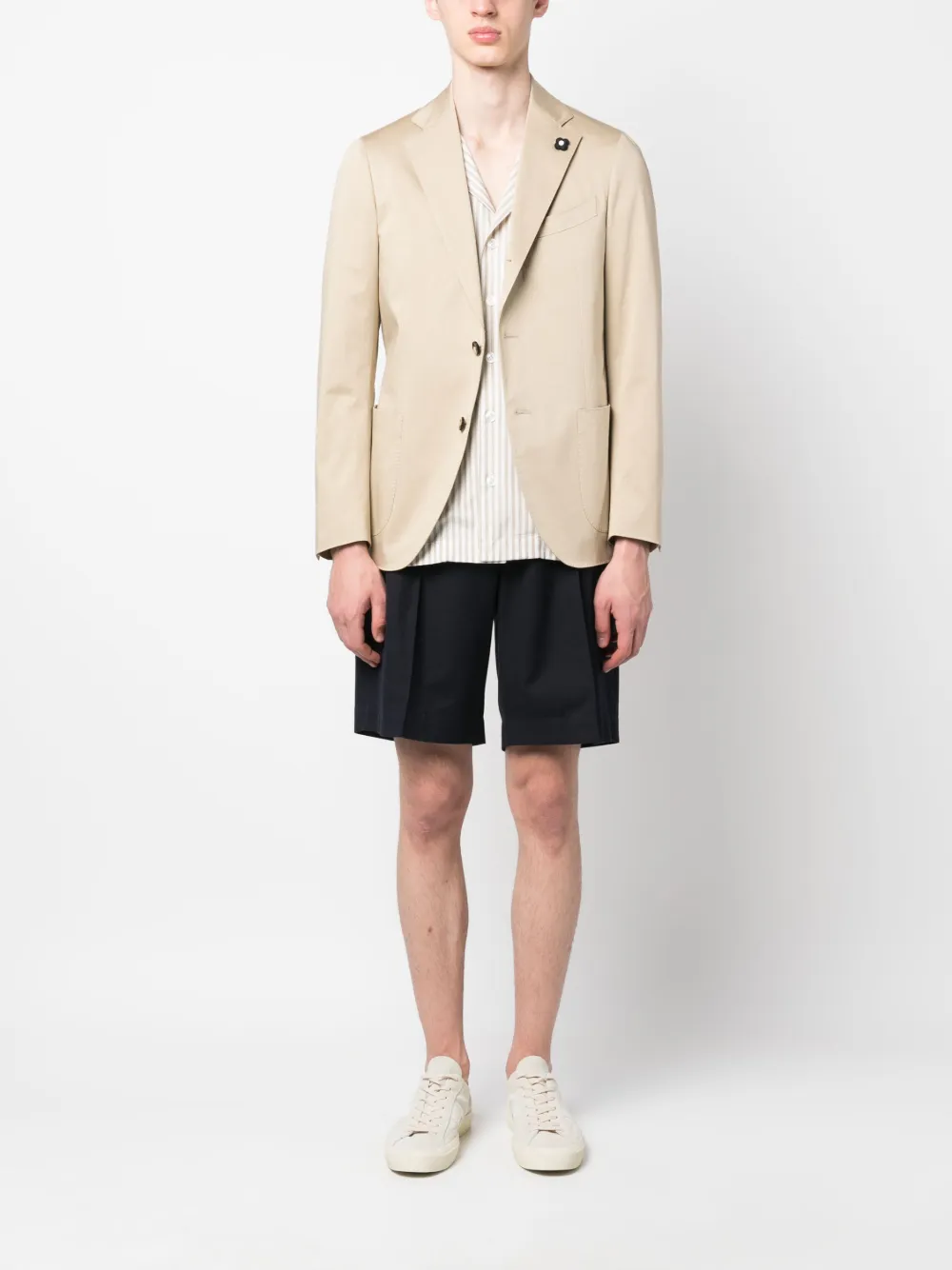 Lardini Satin-finish Single-breasted Blazer In Neutral