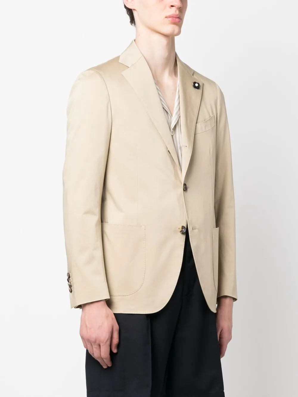 Lardini Satin-finish Single-breasted Blazer In Neutral