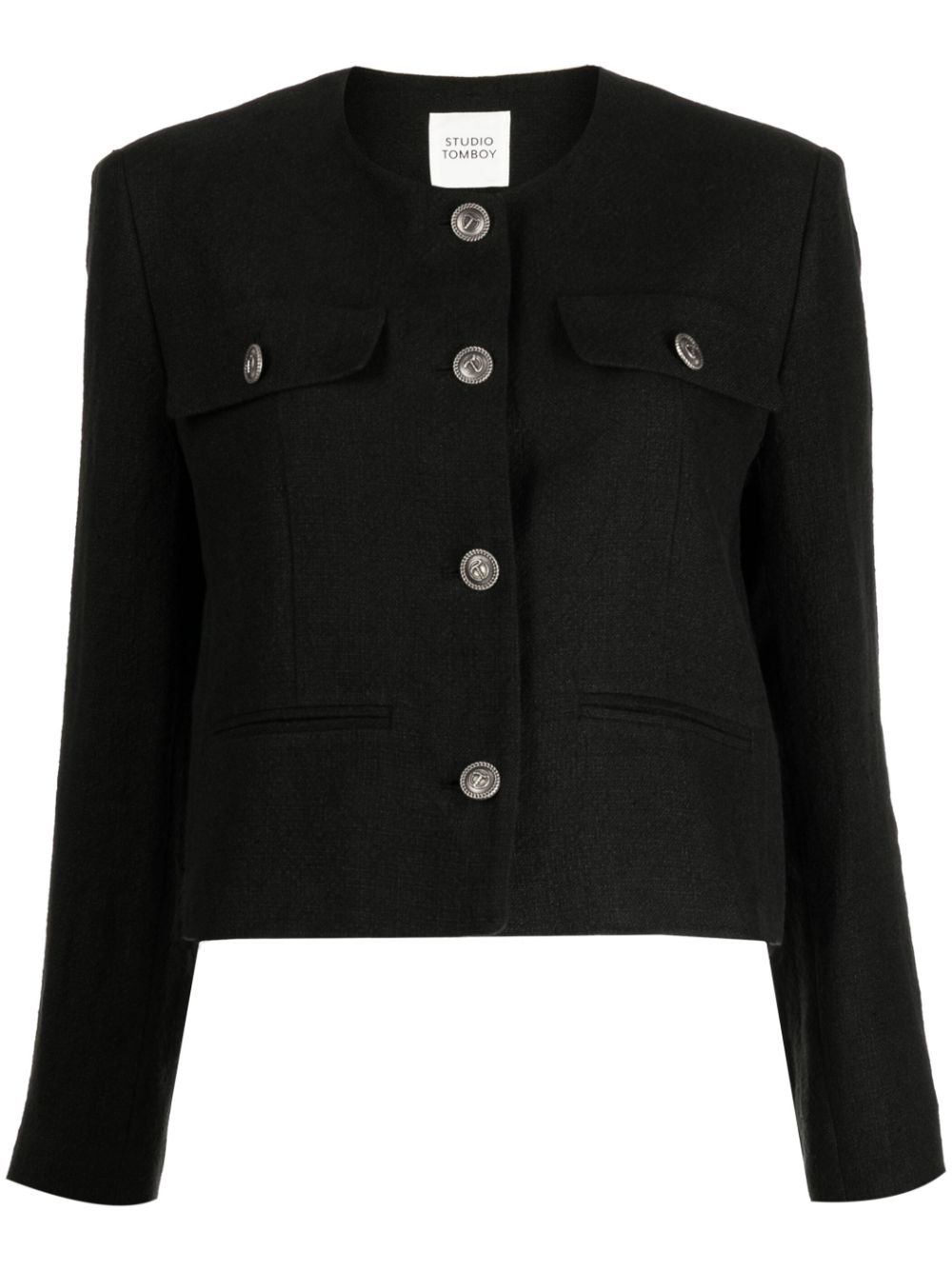 Studio Tomboy Button-fastening Tweed Jacket In Black | ModeSens
