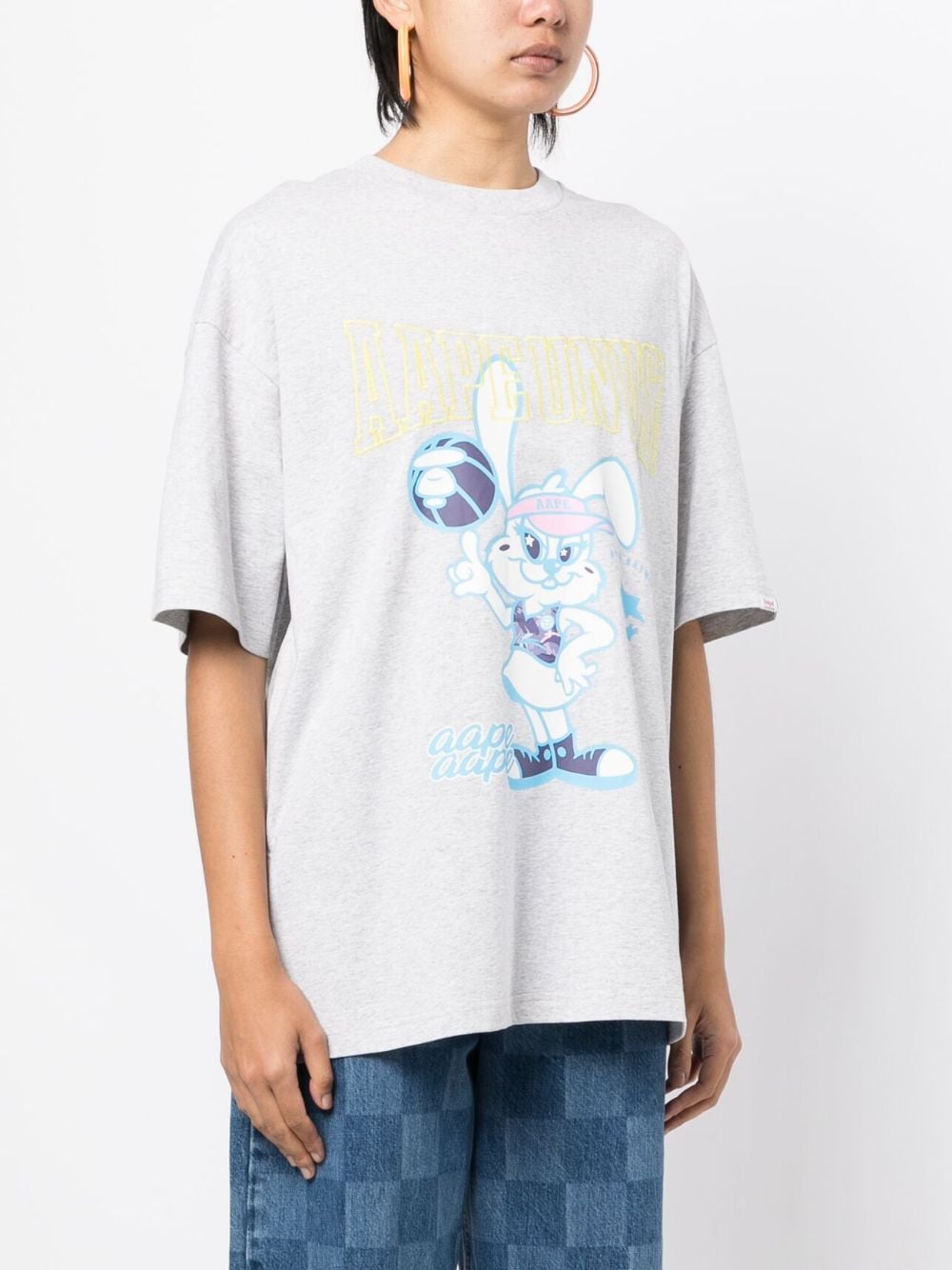 Shop Aape By A Bathing Ape Cartoon-print Cotton T-shirt In Grau