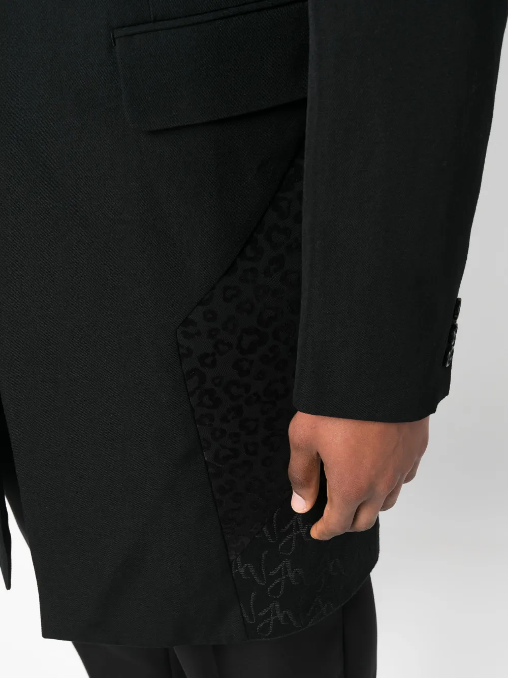 Comme Des Garçons Homme Deux Mix-print Single-breasted Coat In Black