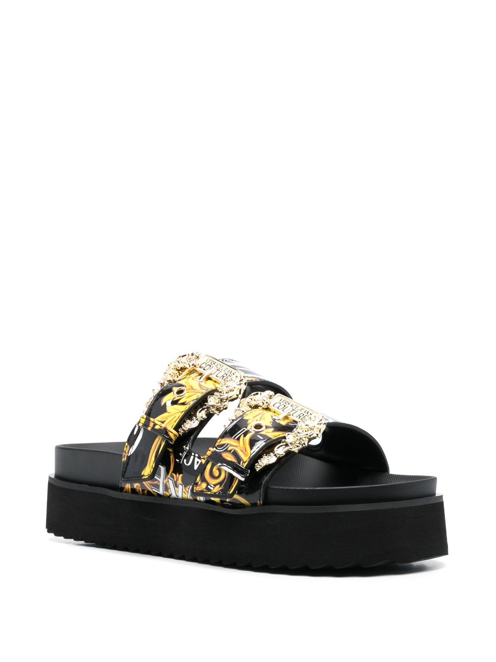 Versace Jeans Couture Slippers met dubbele gesp - Zwart