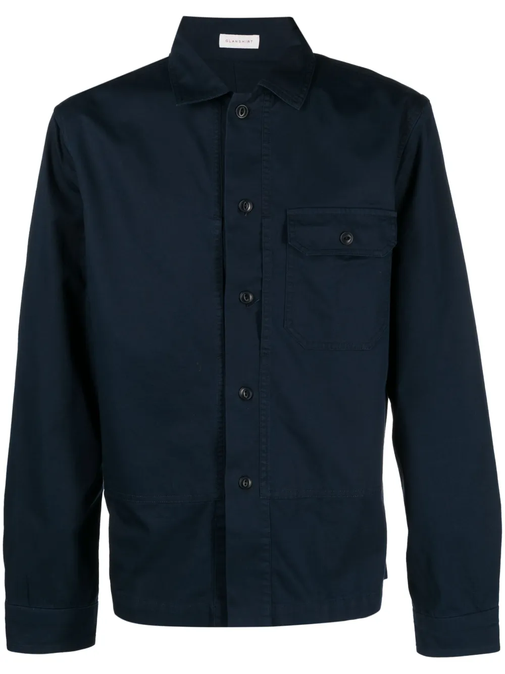 Glanshirt chest-pocket long-sleeve cotton shirt | Blue | Image 1