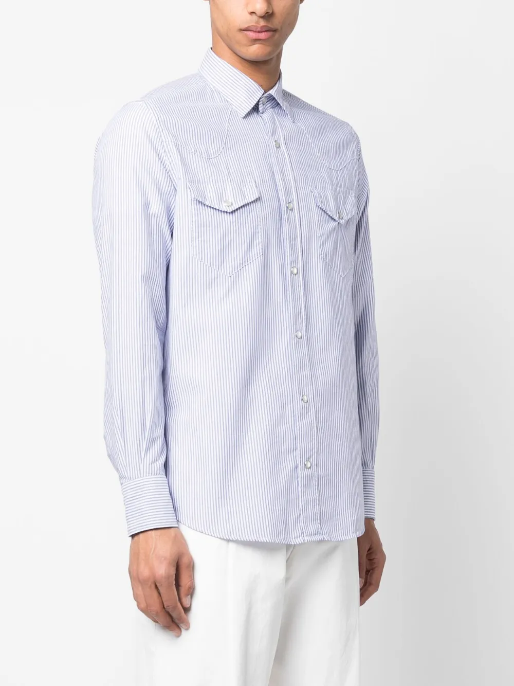 Glanshirt Gestreiftes Hemd In Blue