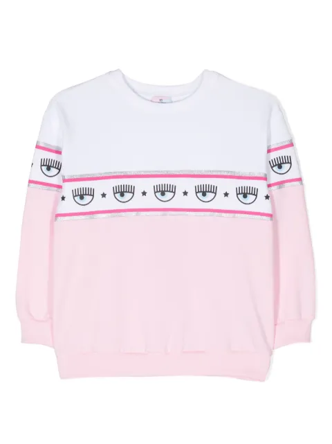 Chiara Ferragni Kids سويت شيرت بأجزاء مخيوطة ونقش عين