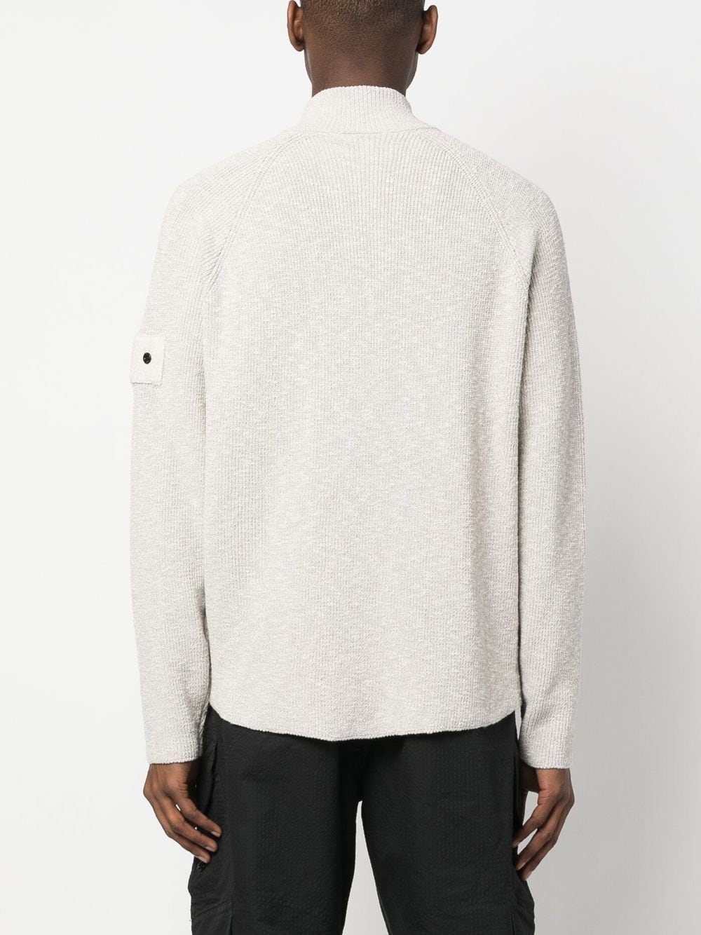 Shop Stone Island Shadow Project Knitted Logo-patch Cotton Cardigan In Grau