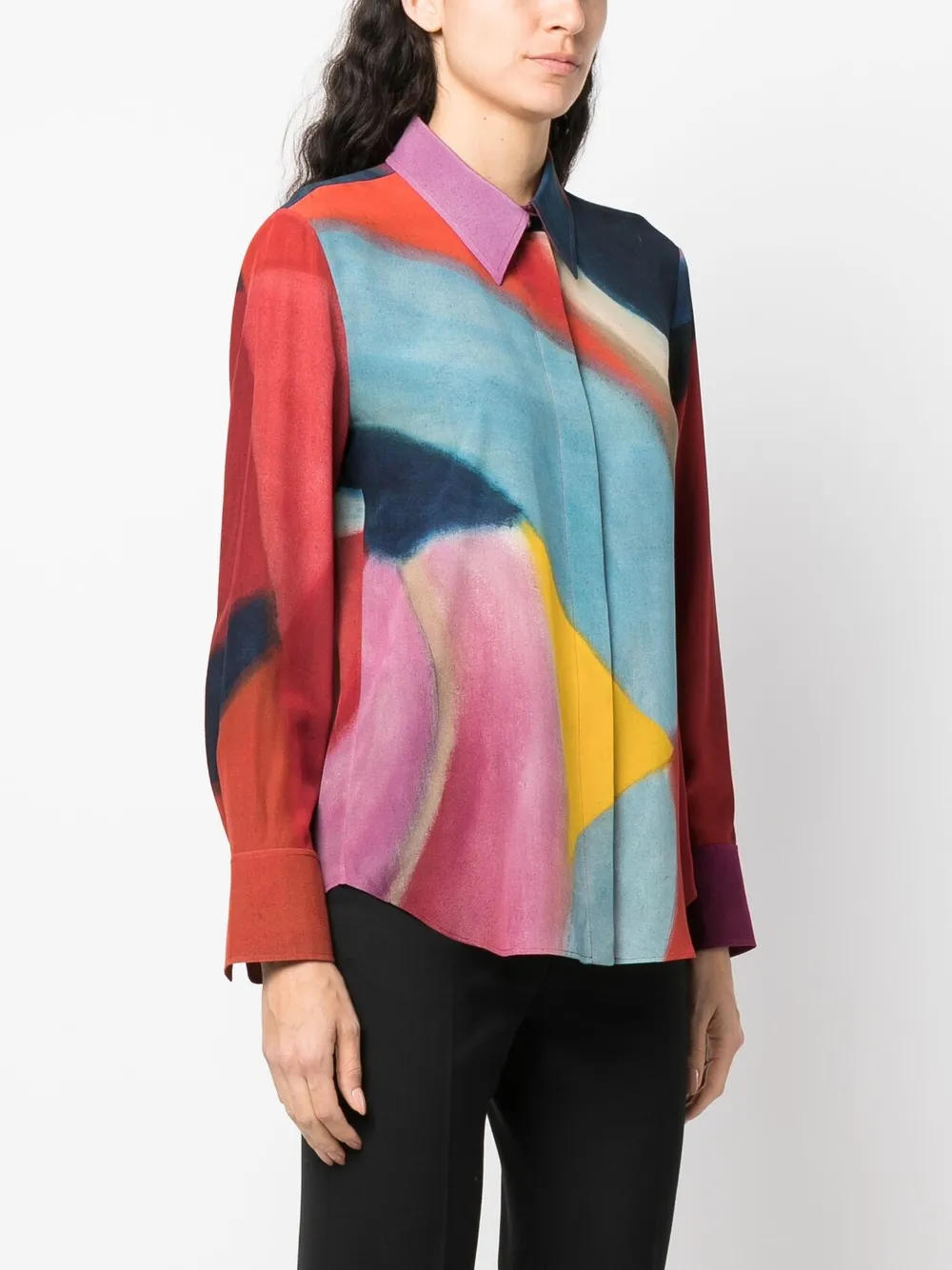 Chloé Printed Long-sleeved Blouse In Blue