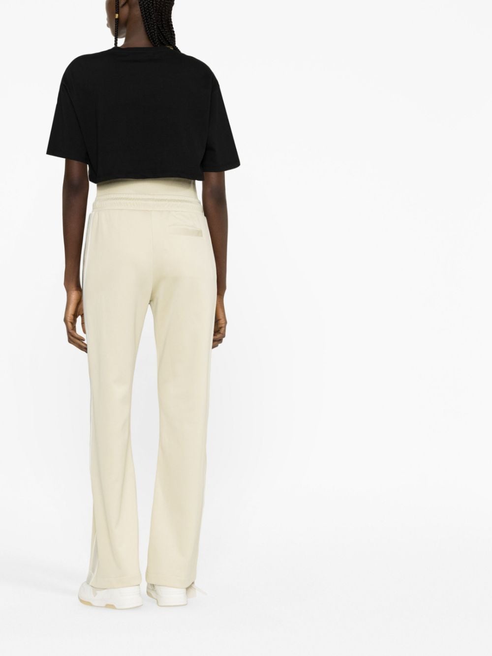 Shop Off-white High-waisted Side-stripe Track Pants In Nude