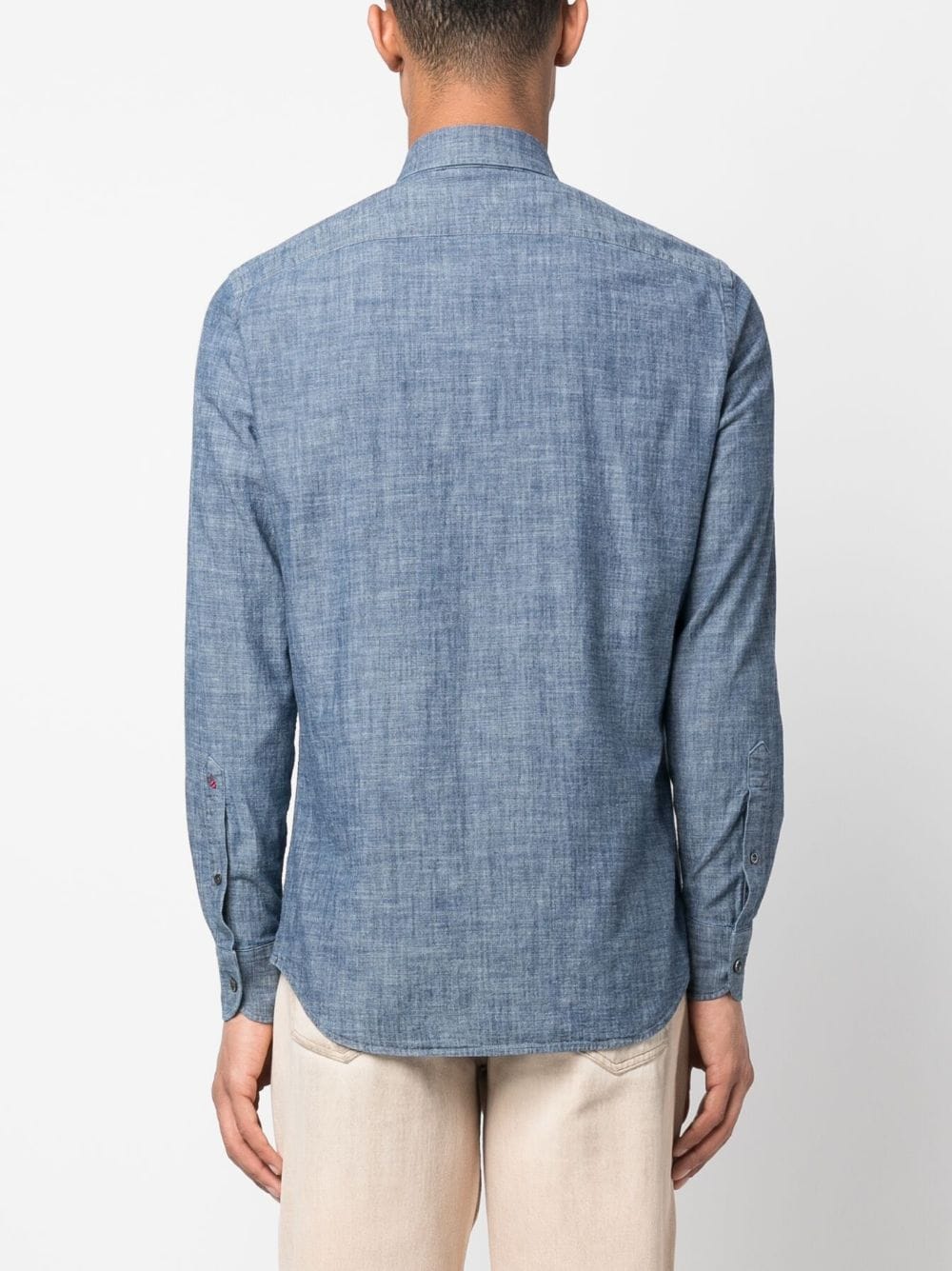 Shop Glanshirt Slub-texture Long-sleeve Shirt In Blue