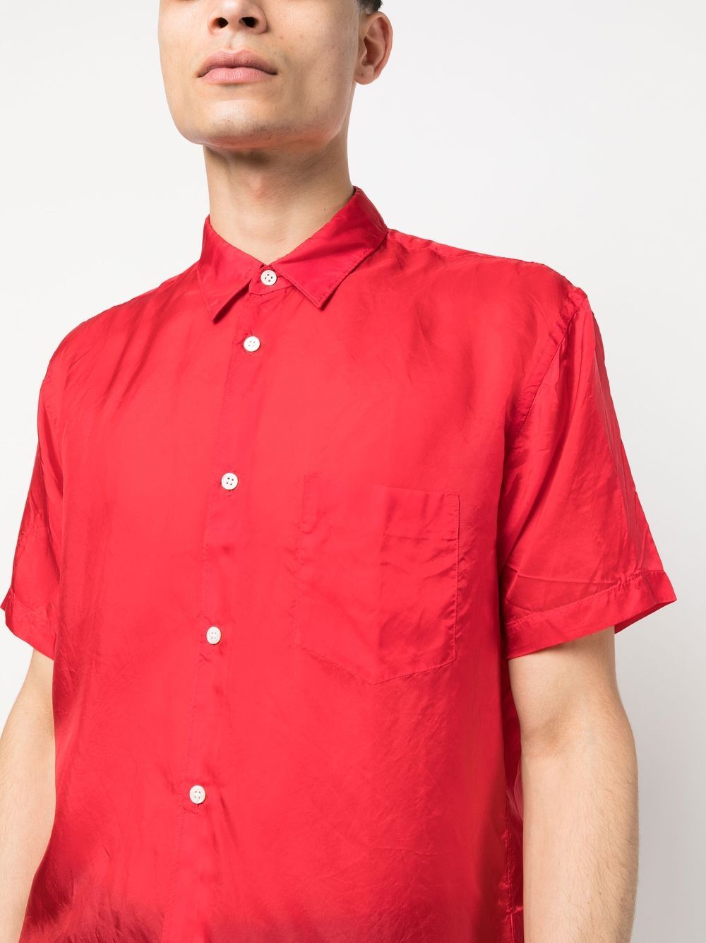 Shop Comme Des Garçons Shirt Short-sleeves Classic-collar Shirt In Rot