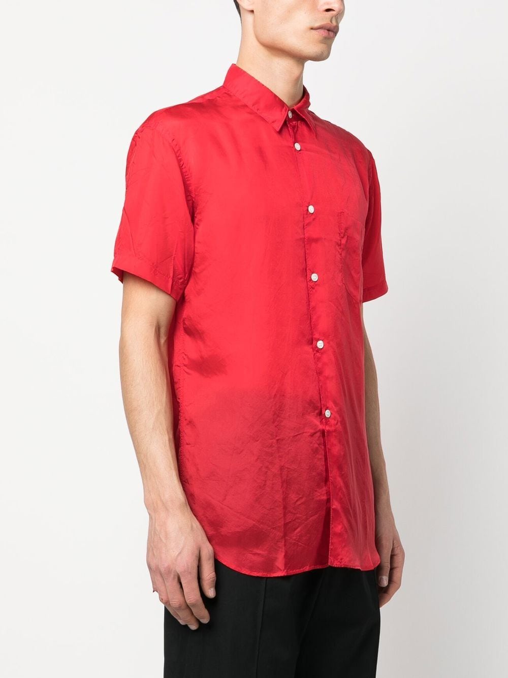 Shop Comme Des Garçons Shirt Short-sleeves Classic-collar Shirt In Rot