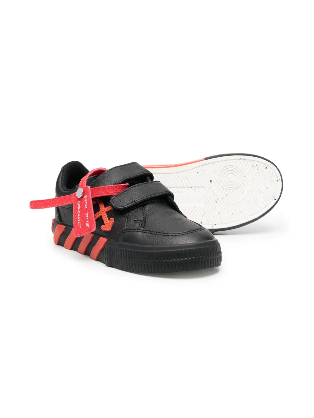 Off-White Kids Vulcanized sneakers met klittenband - Zwart